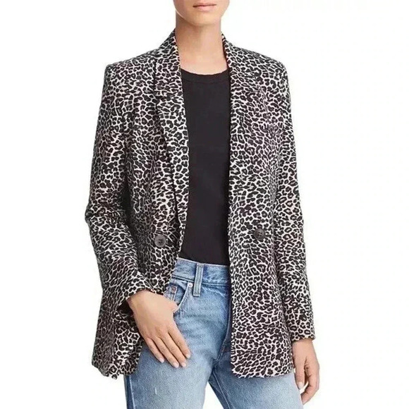 Anine Bing Blazer XS Madeleine Leopard Animal Print Two Button Boxy Jacket NEW - Picture 1 of 8